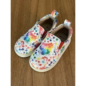 Monkey Feet Multicolored Splatter Rainbow‎ Paint Girls 12-18 mos Slip-On Shoes